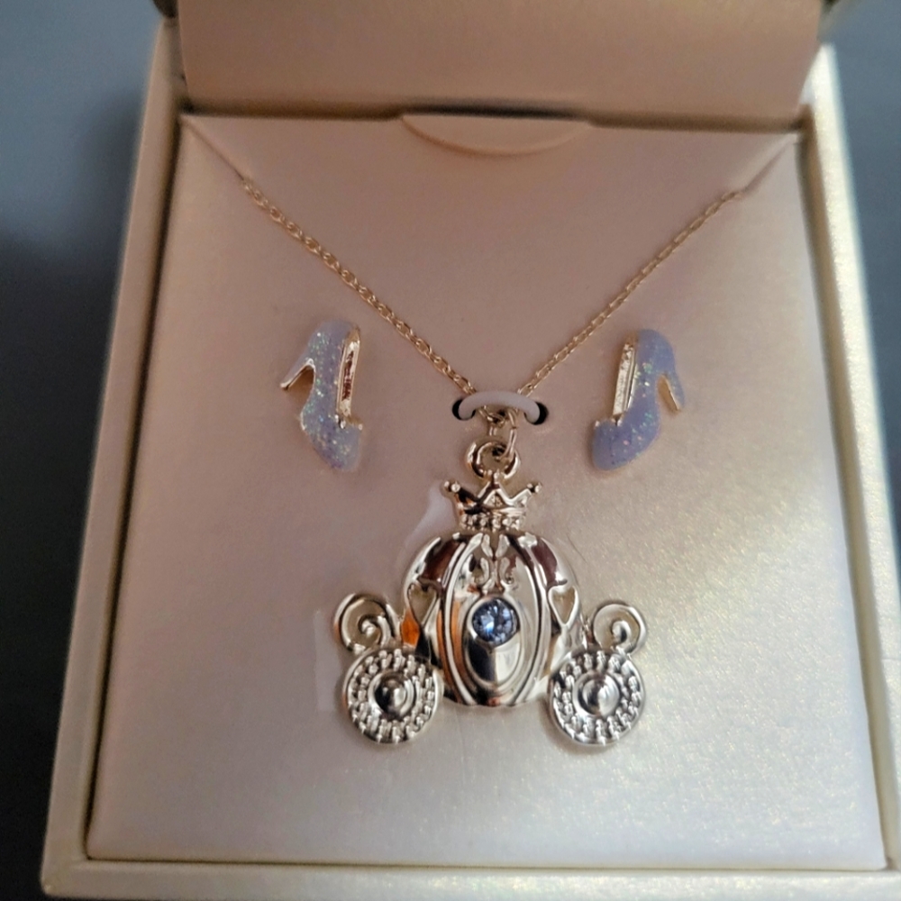 The Disney Store Disney Princess Collection Cinderella Earrings & Necklace Set